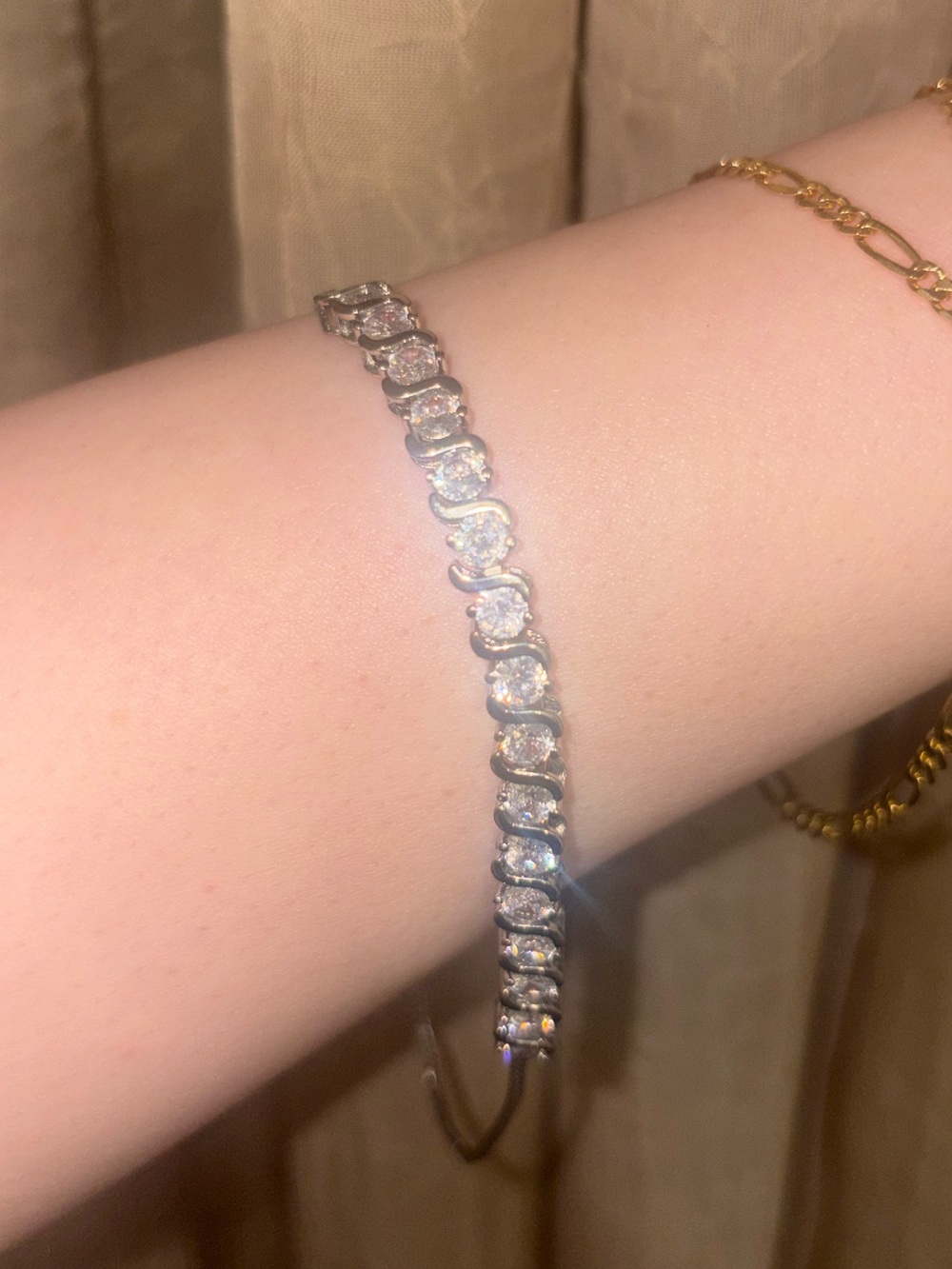 Jones New York Silver-Tone Crystal Link Bracelet